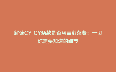 解讀CY-CY條款是否涵蓋港雜費:一切你需要知道的細節(jié)