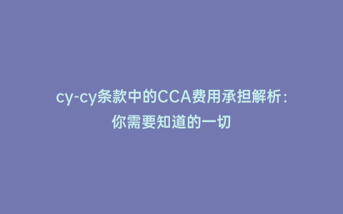 cy-cy條款中的CCA費用承擔解析:你需要知道的一切