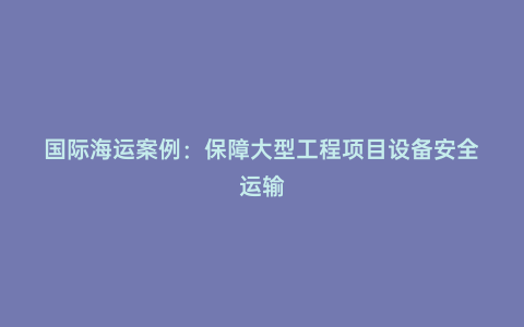 國際海運案例：保障大型工程項目設(shè)備安全運輸