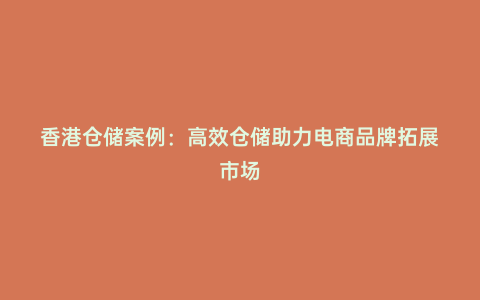 香港倉儲案例:高效倉儲助力電商品牌拓展市場