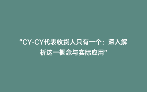 “CY-CY代表收貨人只有一個:深入解析這一概念與實(shí)際應(yīng)用”