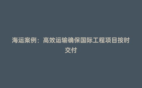 海運(yùn)案例:高效運(yùn)輸確保國(guó)際工程項(xiàng)目按時(shí)交付