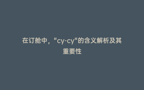 在訂艙中,"cy-cy"的含義解析及其重要性