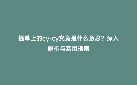 提單上的cy-cy究竟是什么意思？深入解析與實用指南