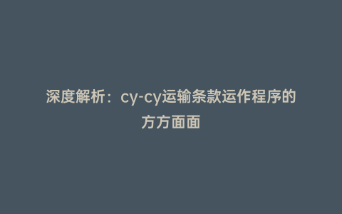 深度解析:cy-cy運輸條款運作程序的方方面面