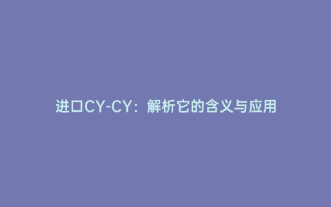 進口CY-CY:解析它的含義與應用