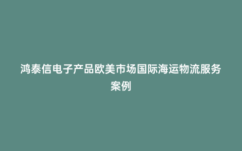鴻泰信電子產(chǎn)品歐美市場(chǎng)國(guó)際海運(yùn)物流服務(wù)案例