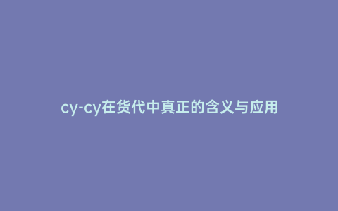 cy-cy在貨代中真正的含義與應用