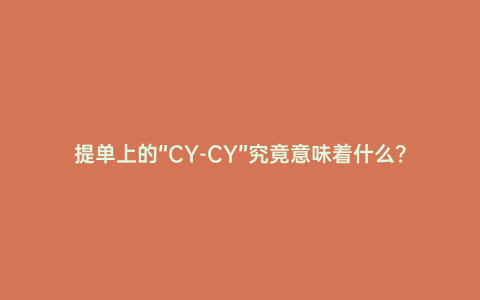 提單上的“CY-CY”究竟意味著什么？