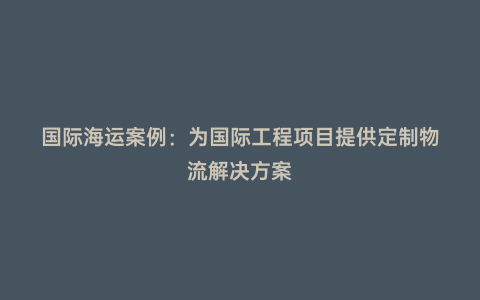 國(guó)際海運(yùn)案例：為國(guó)際工程項(xiàng)目提供定制物流解決方案