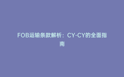 FOB運輸條款解析:CY-CY的全面指南