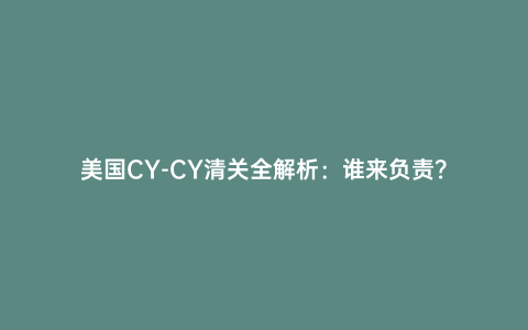 美國CY-CY清關全解析：誰來負責？