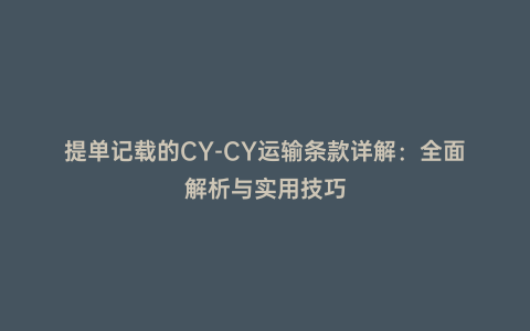 提單記載的CY-CY運輸條款詳解:全面解析與實用技巧