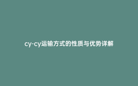 cy-cy運輸方式的性質與優勢詳解