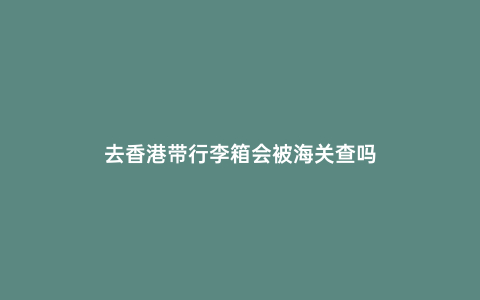去香港帶行李箱會被海關查嗎