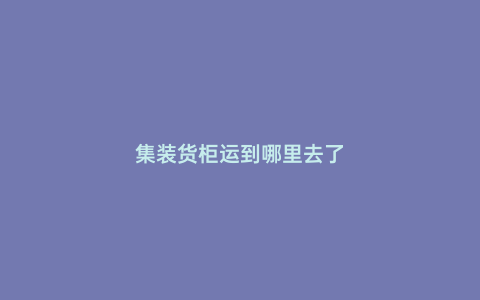 集裝貨柜運到哪里去了