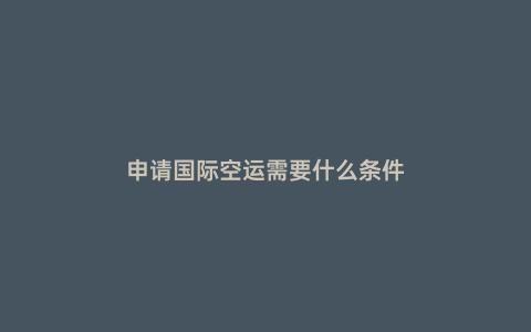 申請(qǐng)國(guó)際空運(yùn)需要什么條件