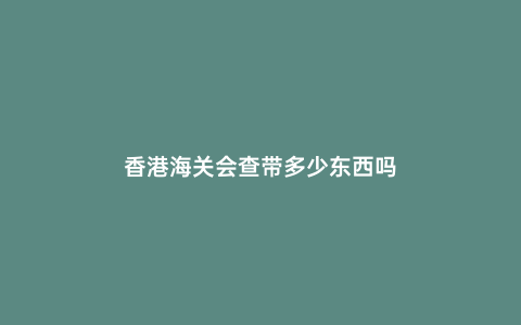 香港海關會查帶多少東西嗎