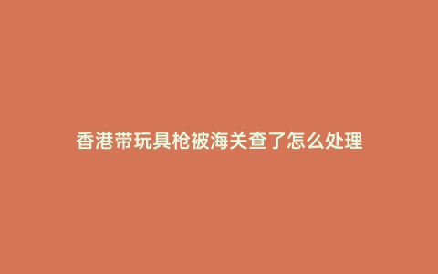 香港帶玩具槍被海關查了怎么處理
