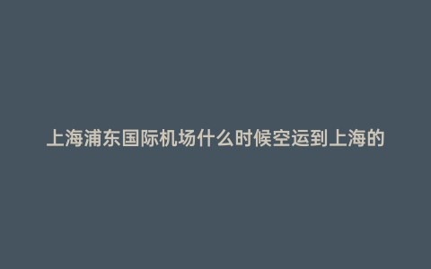 上海浦東國際機場什么時候空運到上海的