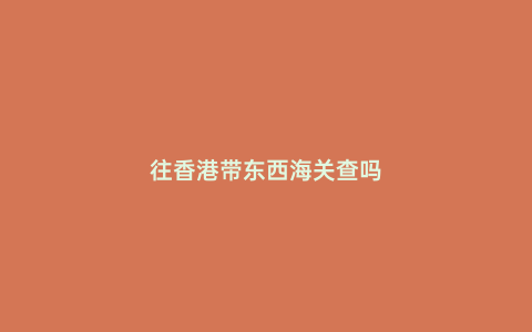 往香港帶東西海關查嗎