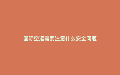 國際空運需要注意什么安全問題