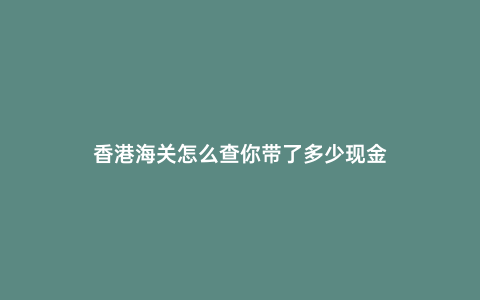 香港海關怎么查你帶了多少現金