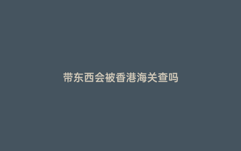 帶東西會被香港海關查嗎