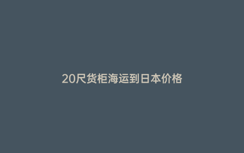 20尺貨柜海運到日本價格