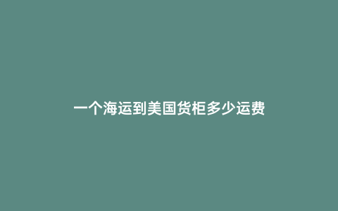 一個海運到美國貨柜多少運費