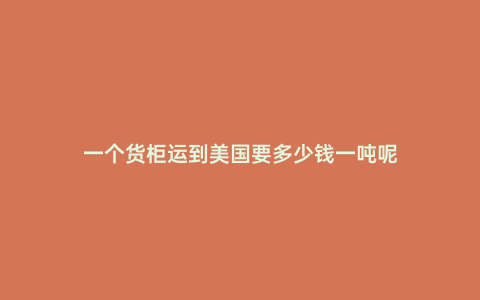 一個貨柜運到美國要多少錢一噸呢