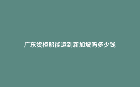 廣東貨柜船能運到新加坡嗎多少錢