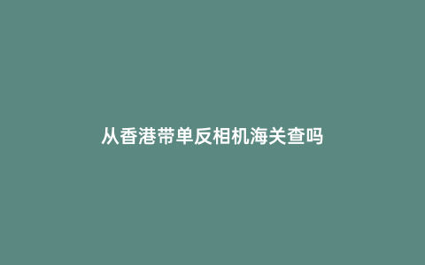 從香港帶單反相機海關查嗎
