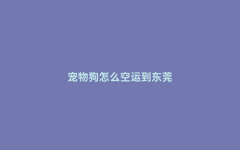 寵物狗怎么空運到東莞
