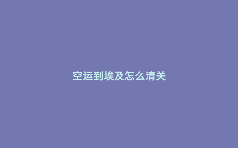空運(yùn)到埃及怎么清關(guān)