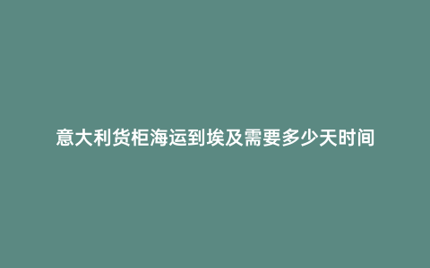 意大利貨柜海運到埃及需要多少天時間